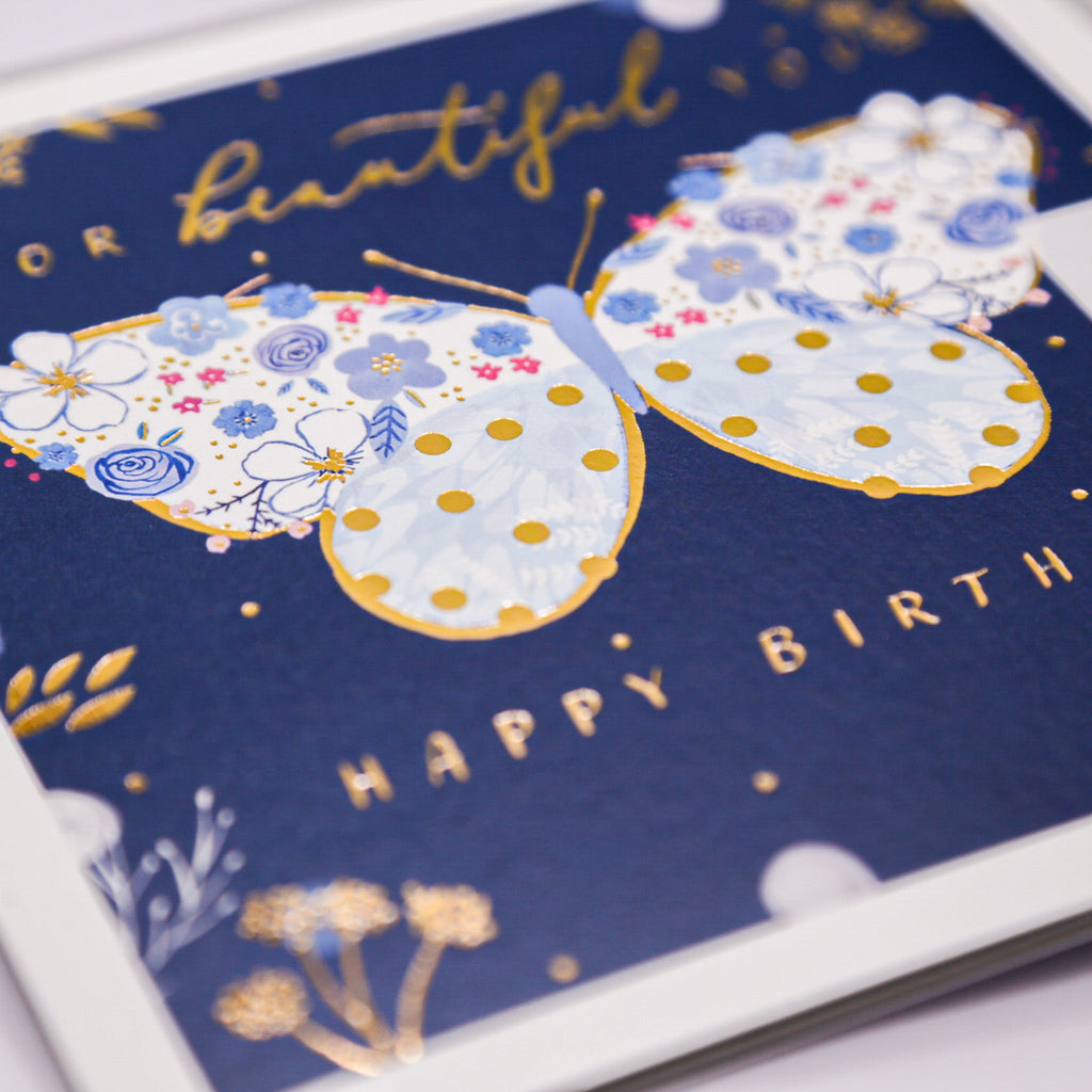 Greeting Card - F039 - Floral Butterfly Birthday Card - Floral Butterfly Birthday Card - Whistlefish