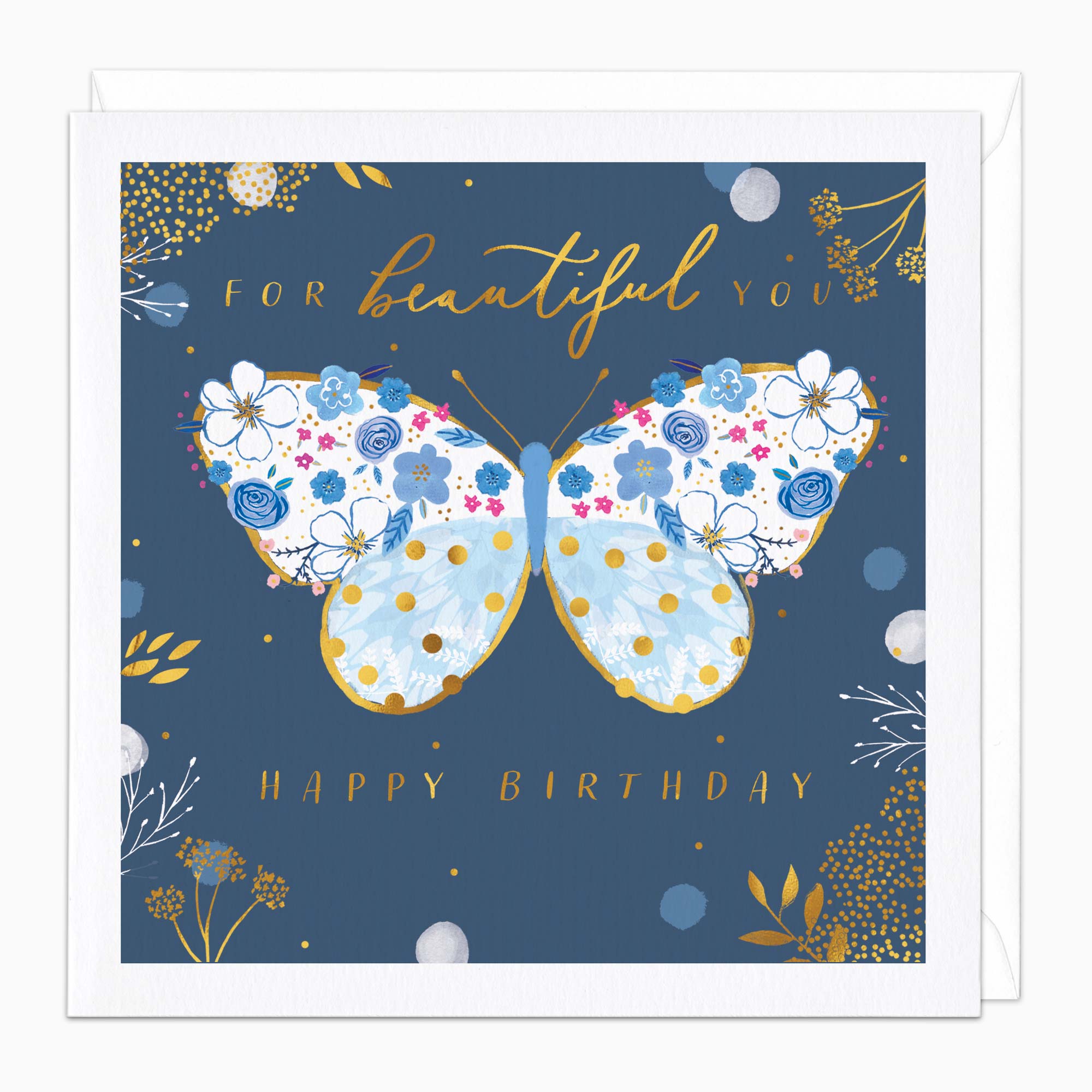 Greeting Card-F039 - Floral Butterfly Birthday Card-Whistlefish