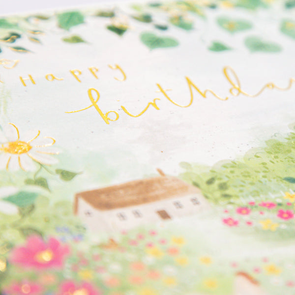 Greeting Card - F091 - Happy Birthday Cottage Card - Happy Birthday Cottage Card - Whistlefish