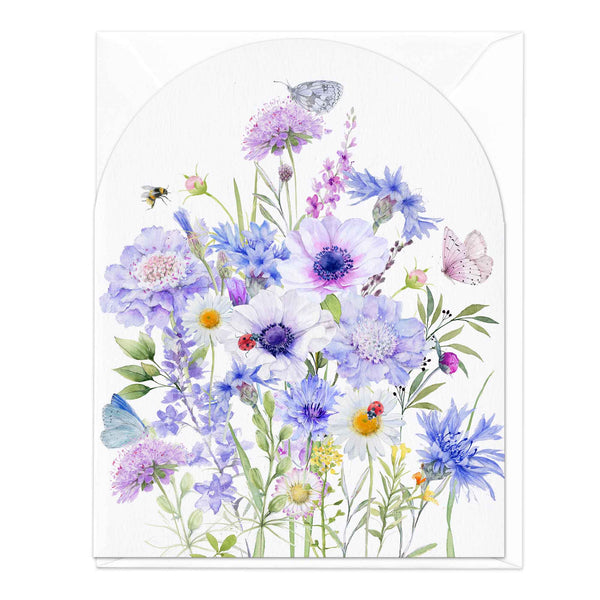 Greeting Card - F095 - Scabious And Cornflowers Art Card - Scabious And Cornflowers Art Card - Whistlefish