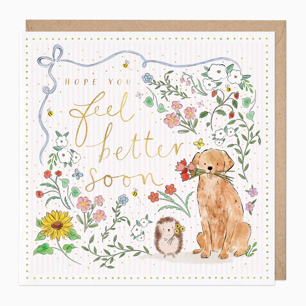 Greeting Card-F107 - Feel Better Retriever Card-Whistlefish
