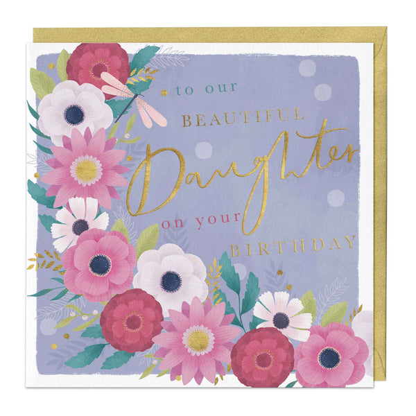 Greeting Card - F112 - Anemone Dahlia Daughter Birthday Card - Anemone Dahlia Daughter Birthday Card - Whistlefish