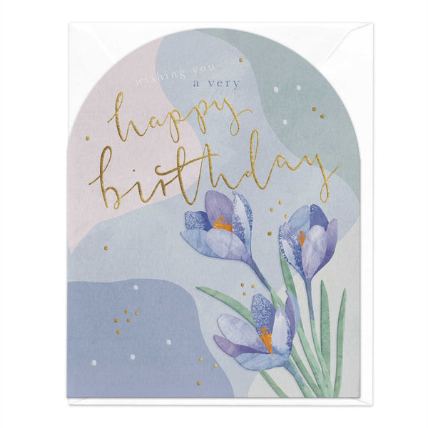Greeting Card - F116 - Crocus Birthday Arch Card - Crocus Birthday Arch Card - Whistlefish