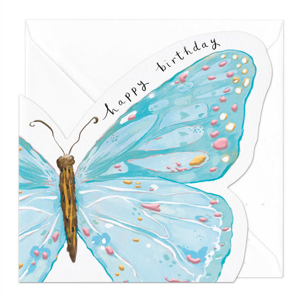 Greeting Card - F125 - Blue Butterfly Birthday Card - Butterfly Birthday Card - Whistlefish