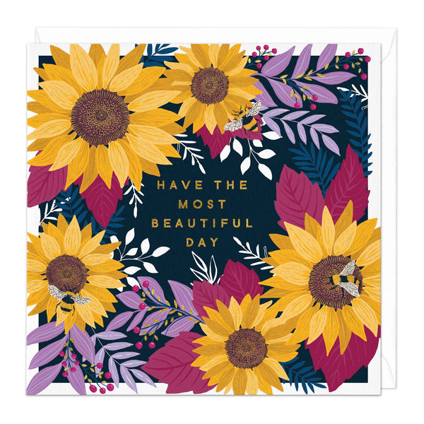 Greeting Card - F133 - Most Beautiful Day Sunflower Art Card - Most Beautiful Day Sunflower Art Card - Whistlefish