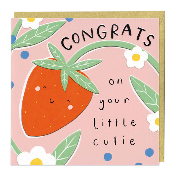 Greeting Card - F141 - Little Strawbery New Baby Art Card - Little Strawbery New Baby Art Card - Whistlefish