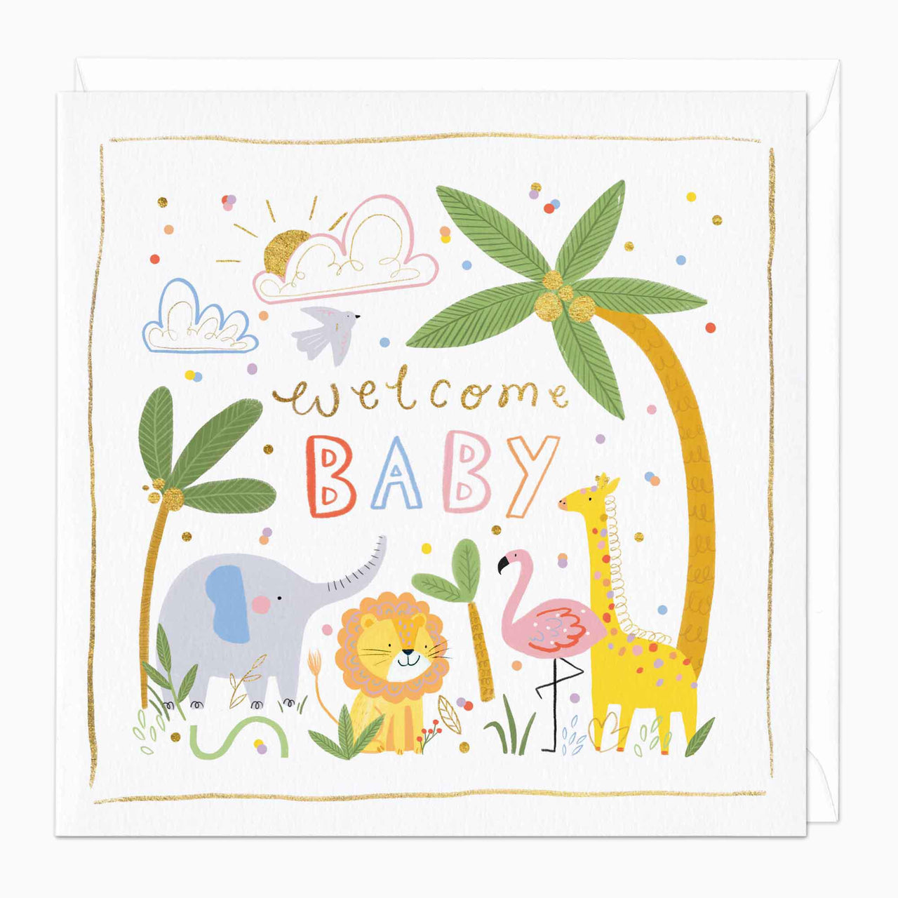 Greeting Card-F148 - Welcome Baby Safari Card-Whistlefish