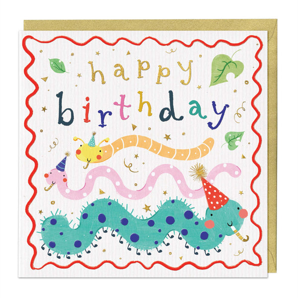 Greeting Card - F154 - Happy Birthday Caterpillar Card - Happy Birthday Caterpillar Card - Whistlefish