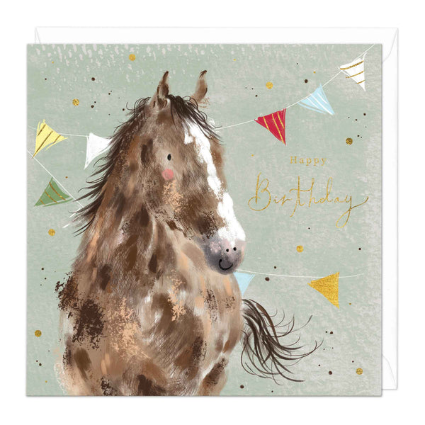 Greeting Card - F169 - Horse & Bunting Birthday Card - Horse & Bunting Birthday Card - Whistlefish