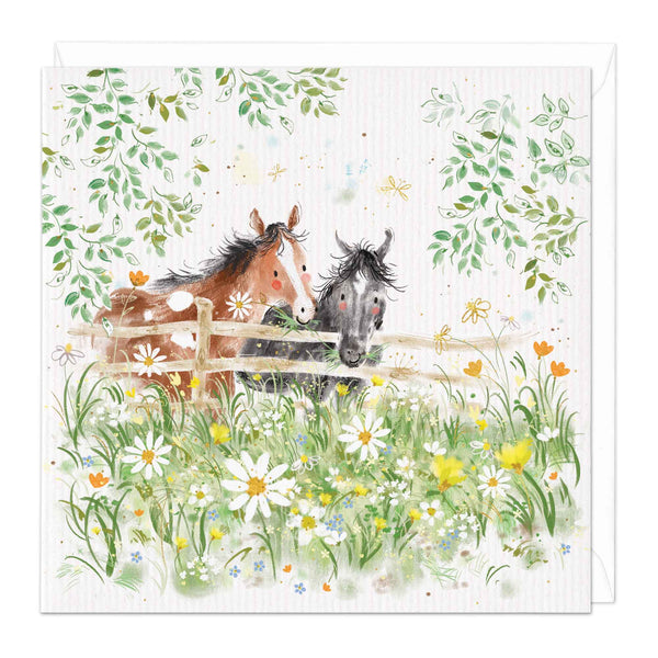 Greeting Card - F170 - Watching Horses Art Card - Watching Horses Art Card - Whistlefish