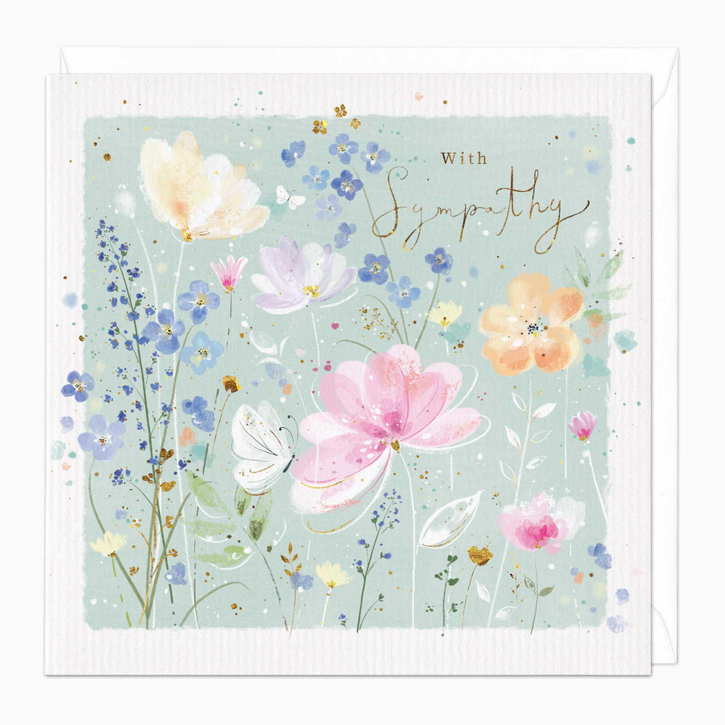 Greeting Card-F201 - Delicate Floral Sympathy Card-Whistlefish