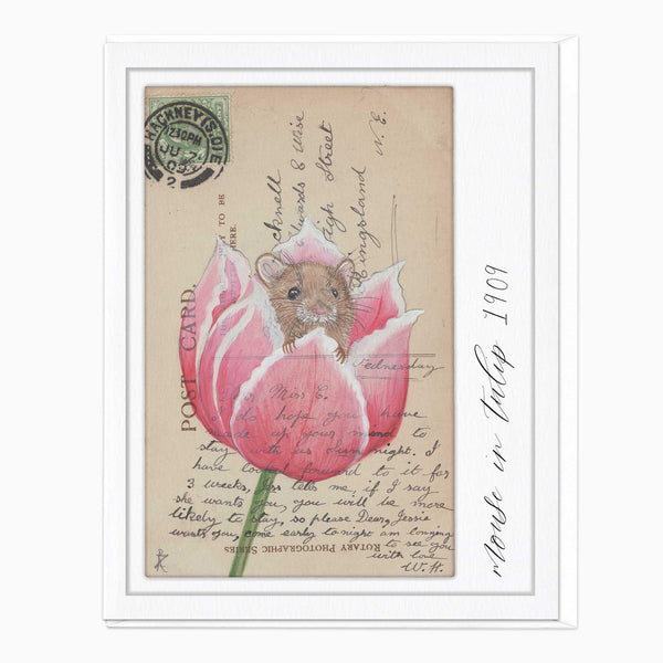 Greeting Card-F228 - Field Mouse Vintage Art Card-Zenna Rogers Art