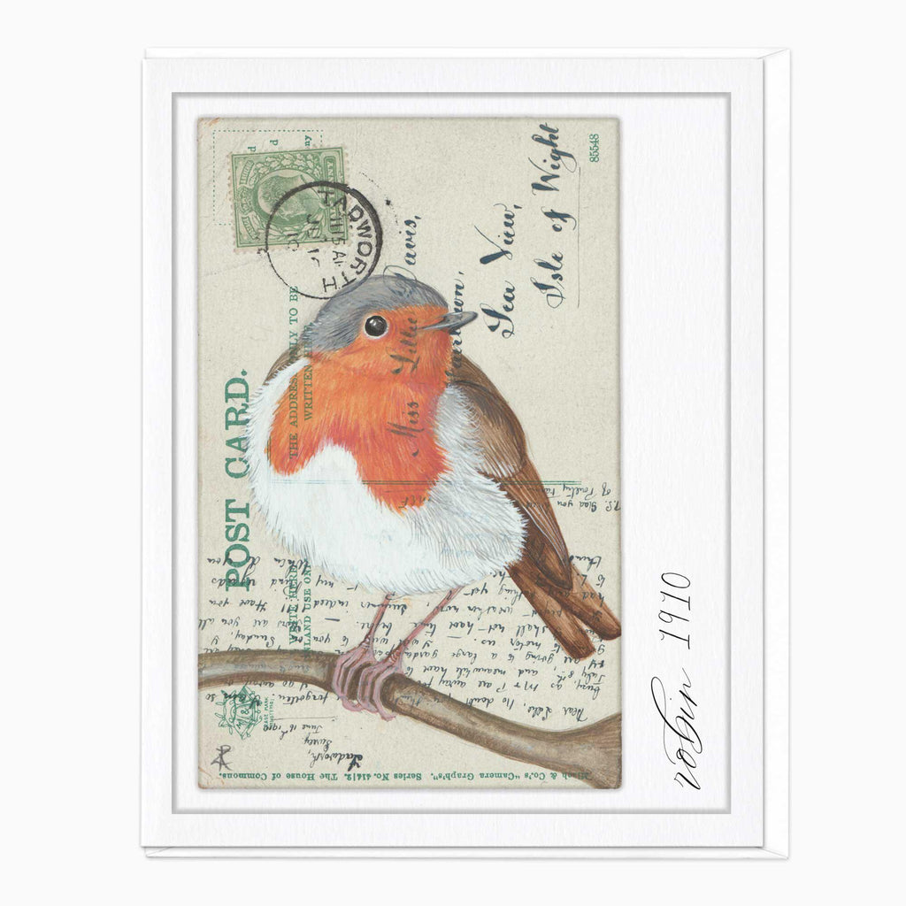 Greeting Card-F232 - Robin Vintage Art Card-Zenna Rogers Art