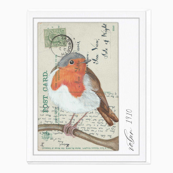 Greeting Card-F232 - Robin Vintage Art Card-Zenna Rogers Art