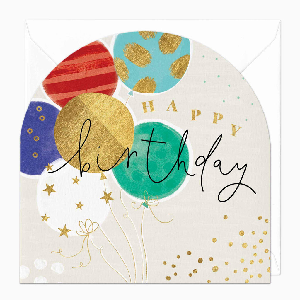 Greeting Card-F245 - Golden Wishes Balloons Arch Card-Whistlefish