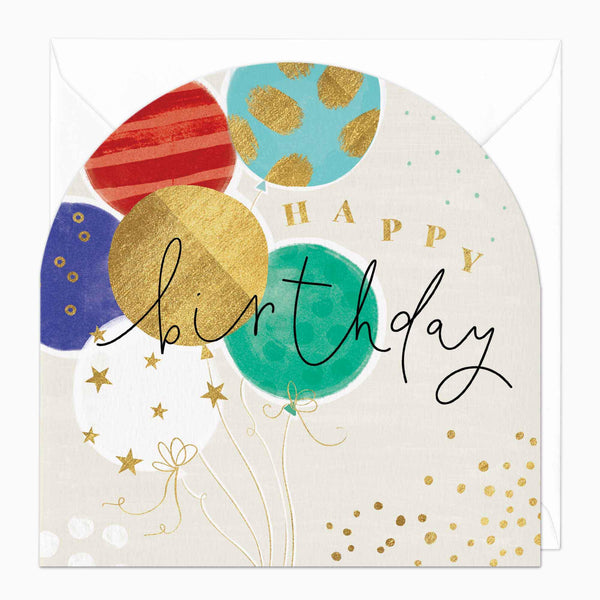 Greeting Card-F245 - Golden Wishes Balloons Arch Card-Whistlefish