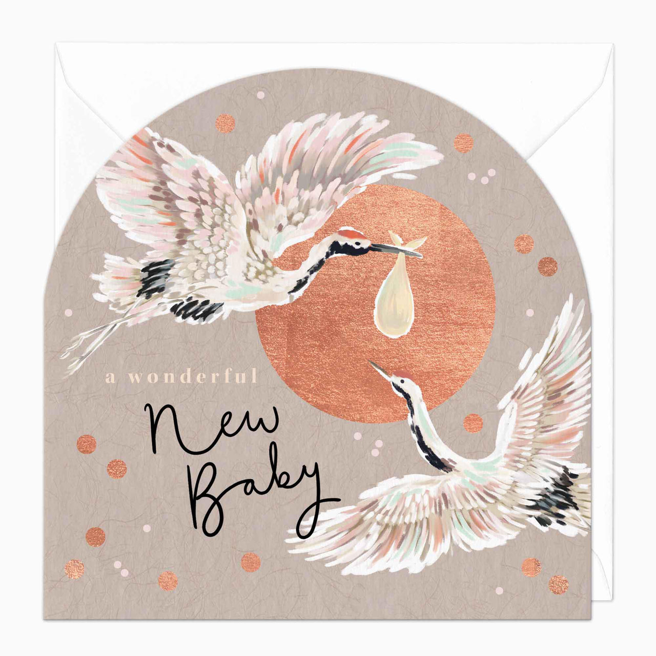 Greeting Card-F260 - New Baby Flying Storks Card-Whistlefish