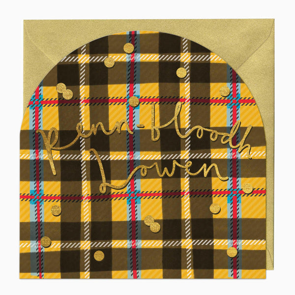 Greeting Card-F313 - Cornish Tartan Birthday Arch Card-Whistlefish