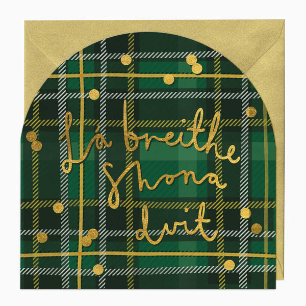 Greeting Card-F315 - Irish Tartan Birthday Arch Card-Whistlefish
