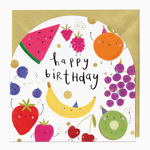 Greeting Card-F328 - Fruity Friends Birthday Arch Card-Whistlefish