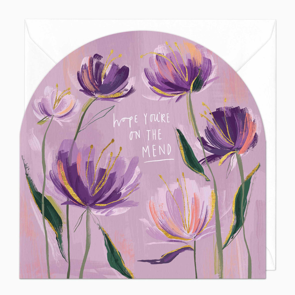 Greeting Card-F329 - Flowing Florals Get Well Soon Arch Card-Whistlefish