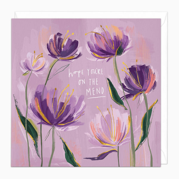 Greeting Card-F329 - Flowing Florals Get Well Soon Card-Whistlefish