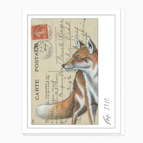 Greeting Card-F358 - Painted Fox Vintage Art Card-Zenna Rogers Art