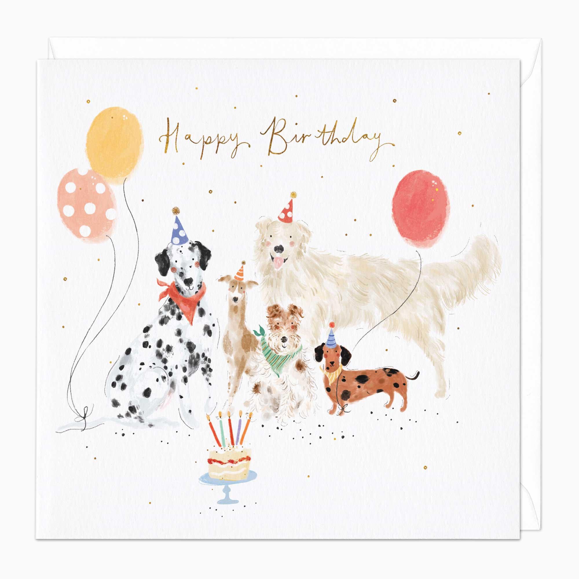 Greeting Card-F370 - Dog Party Birthday Card-Whistlefish