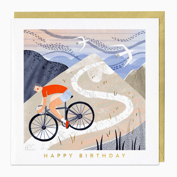 Greeting Card-F371 - Mountain Cycling Birthday Card-Whistlefish