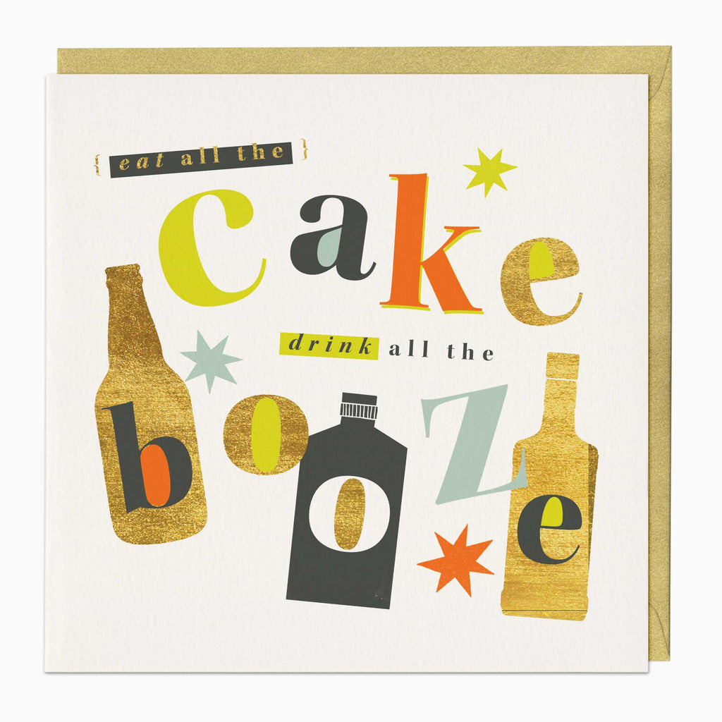 Greeting Card-F379 - Cake & Booze Birthday Card-Whistlefish