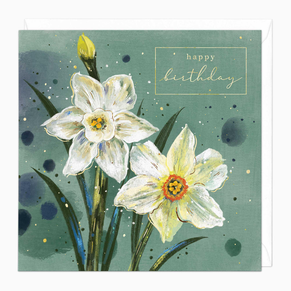 Greeting Card-F423 - Narcissi Birthday Card-Whistlefish