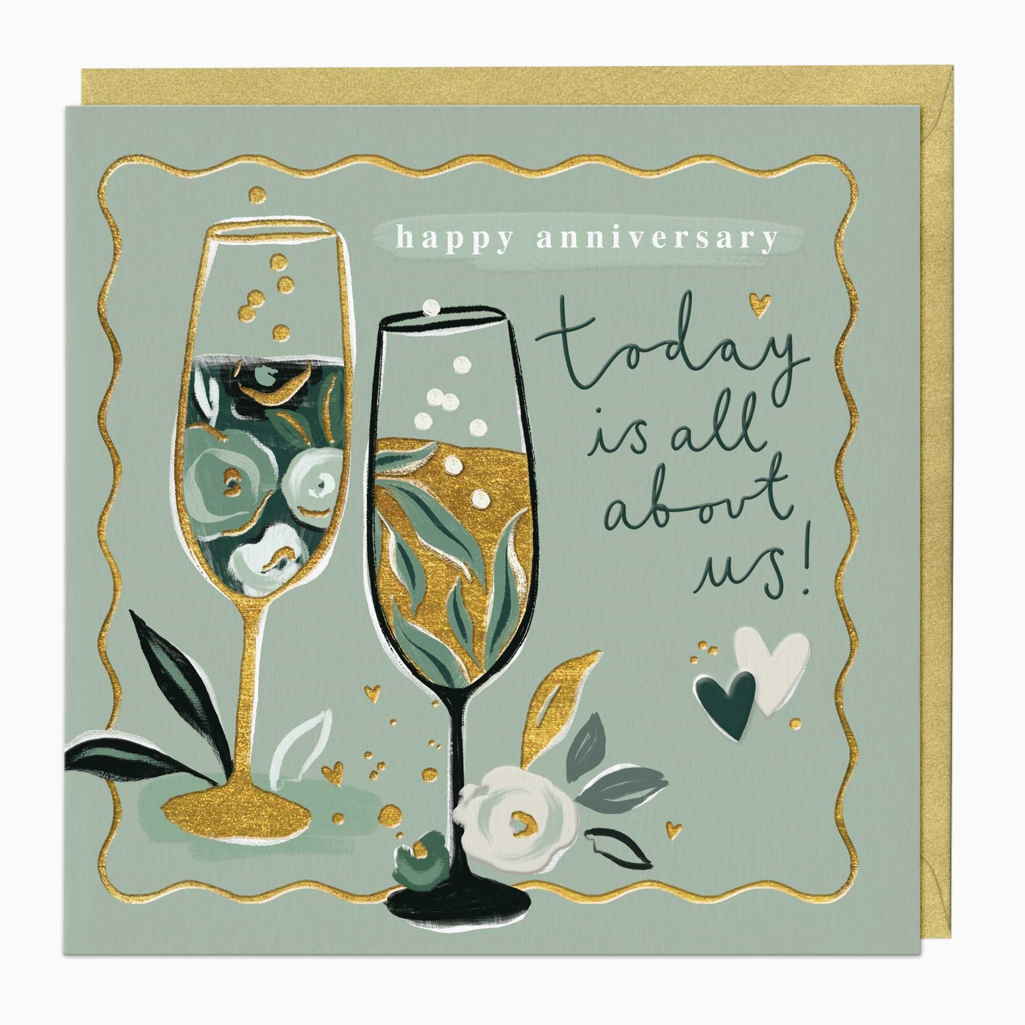 Greeting Card-F424 - Golden Flutes Anniversary Card-Whistlefish