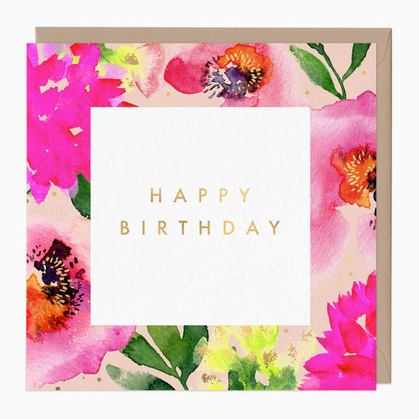 Greeting Card-F427 - All-Over Orange Poppies Birthday Card-Whistlefish