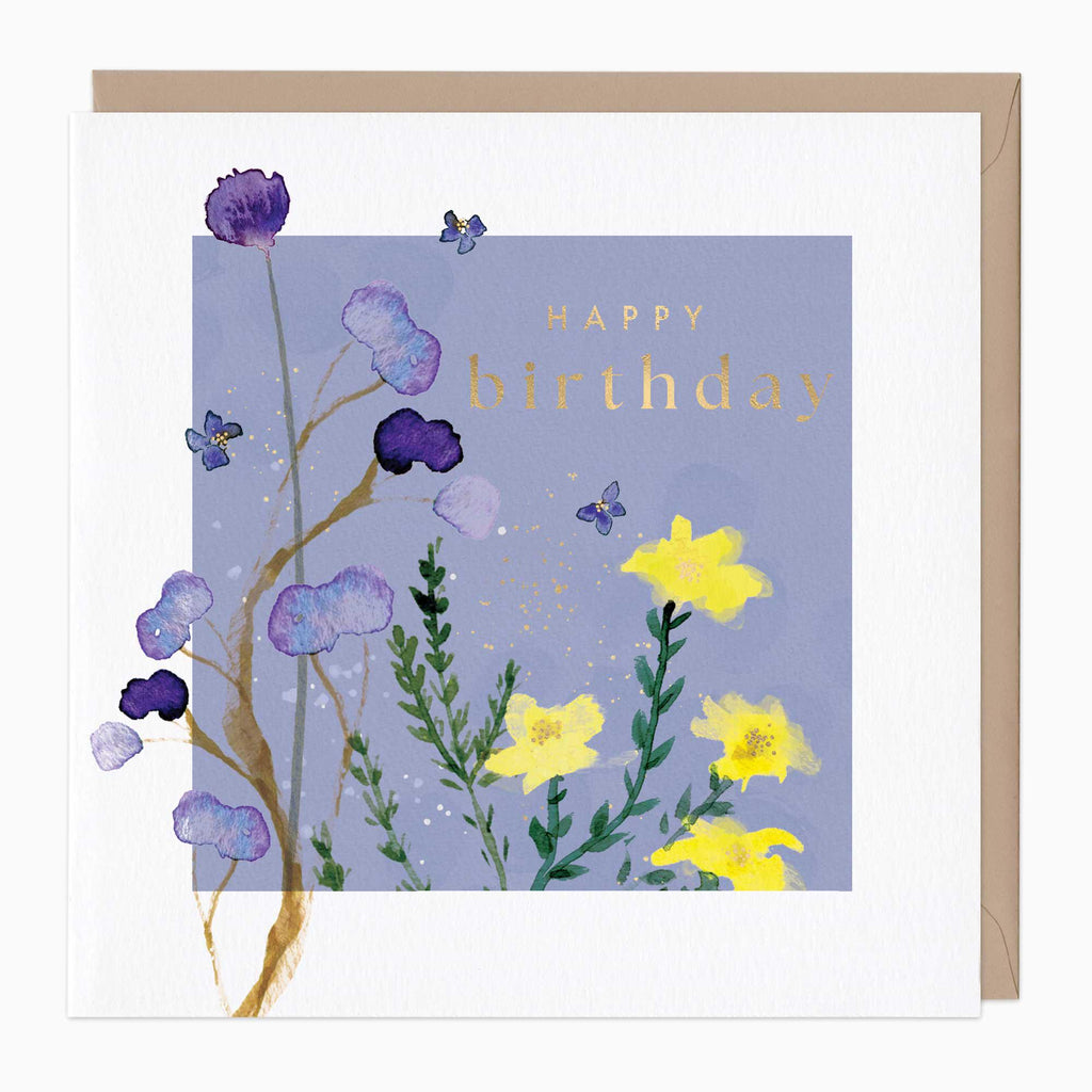 Greeting Card-F430 - Blue Poppy & Thyme Birthday Card-Whistlefish
