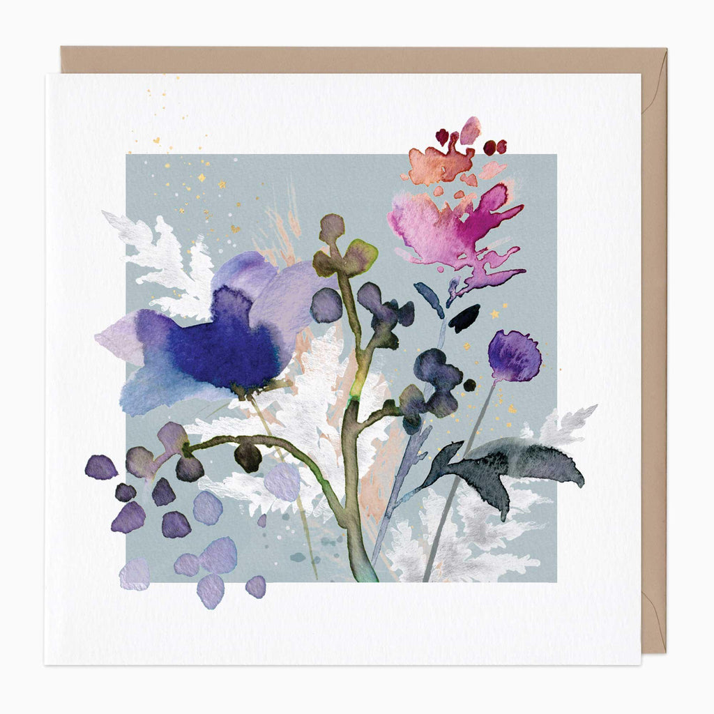 Greeting Card-F431 - Blue Poppy & Thyme Art Card-Whistlefish