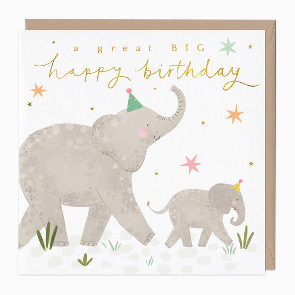 Greeting Card-F451 - Happy Elephant Birthday Card-Whistlefish