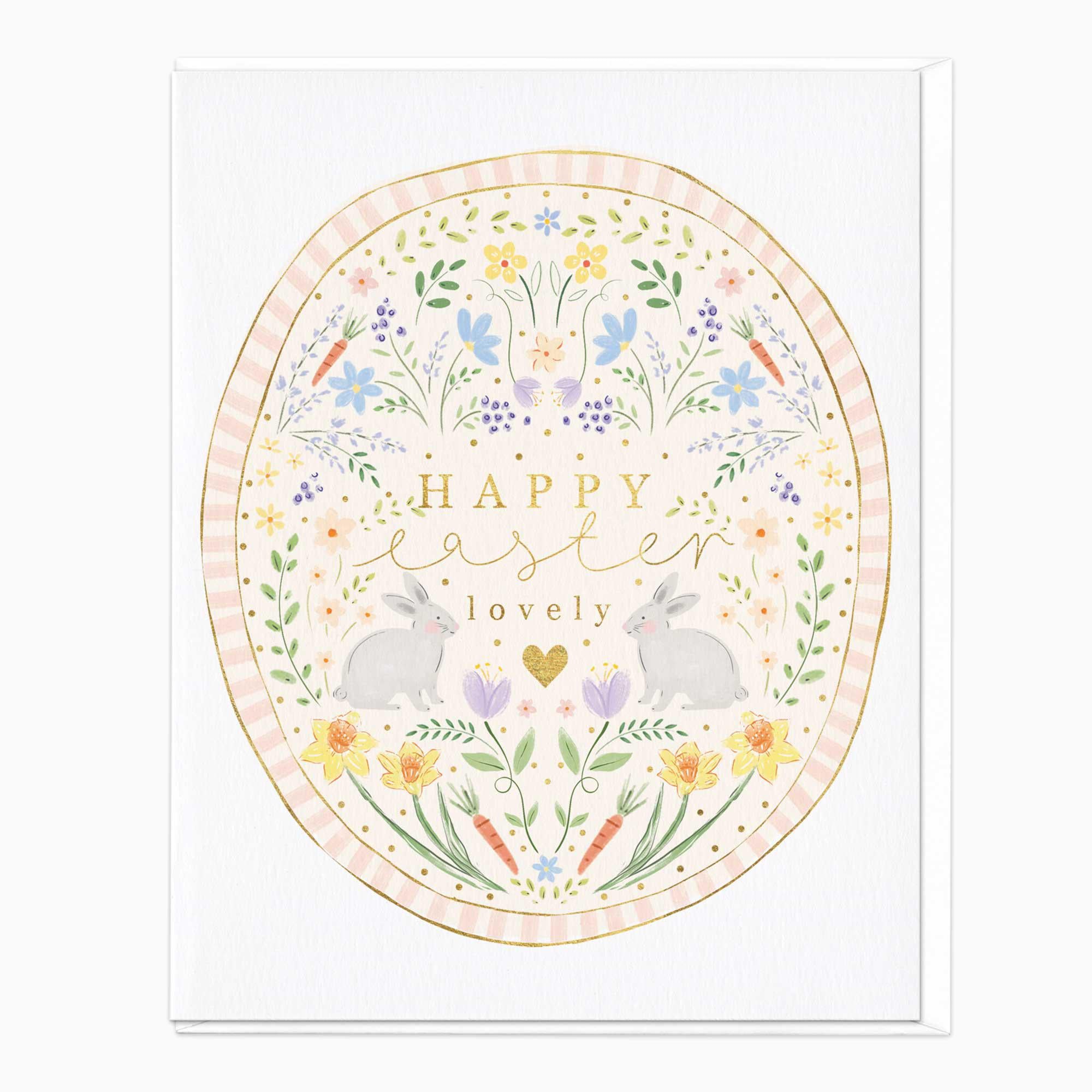 Greeting Card-F461 - Happy Easter Floral Card-Whistlefish