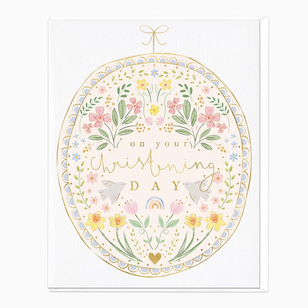 Greeting Card-F468 - On Your Christening Day Floral Card-Whistlefish