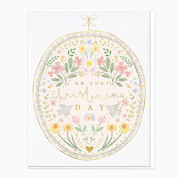 Greeting Card-F468 - On Your Christening Day Floral Card-Whistlefish