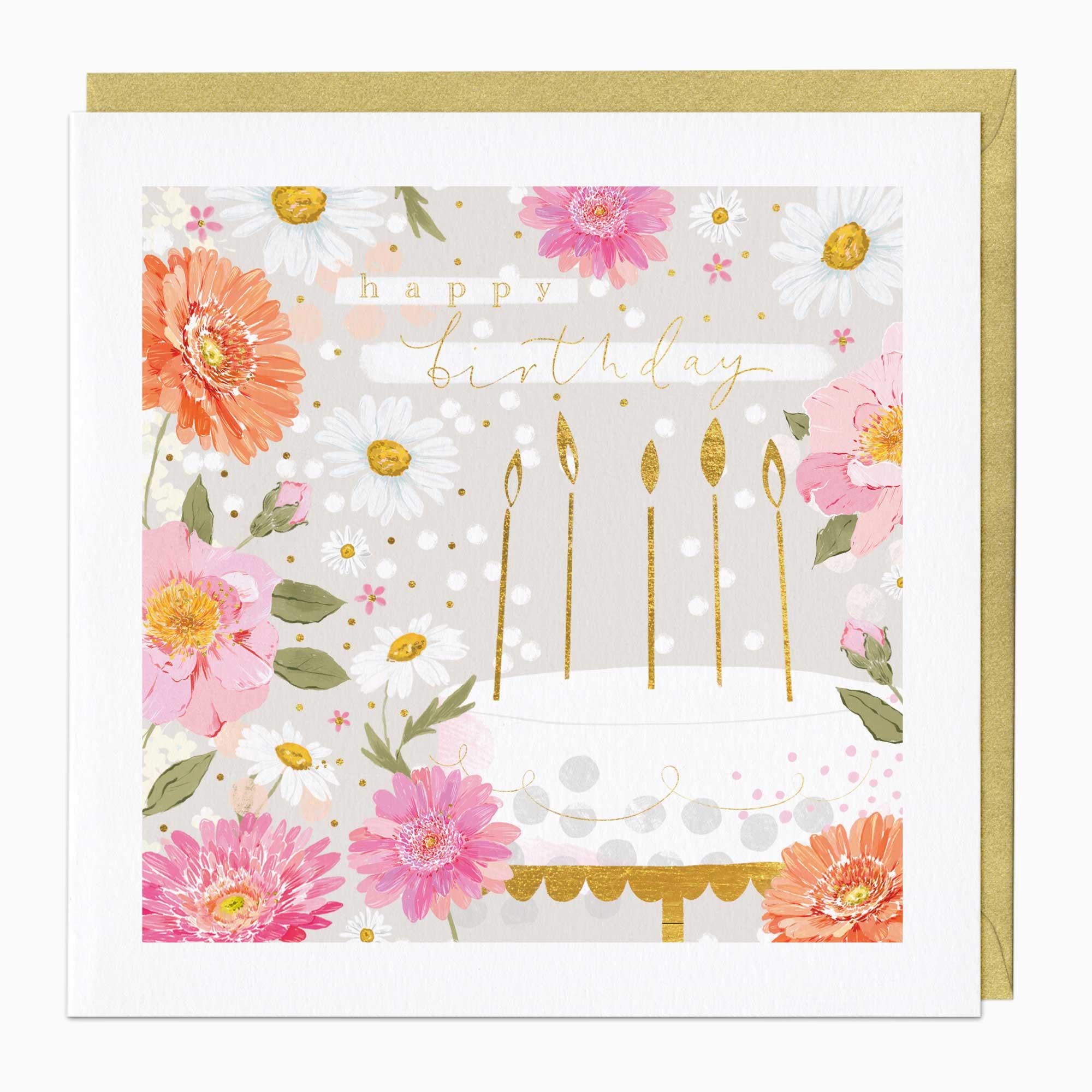 Greeting Card-F476 - Floral Scene Birthday Card-Whistlefish