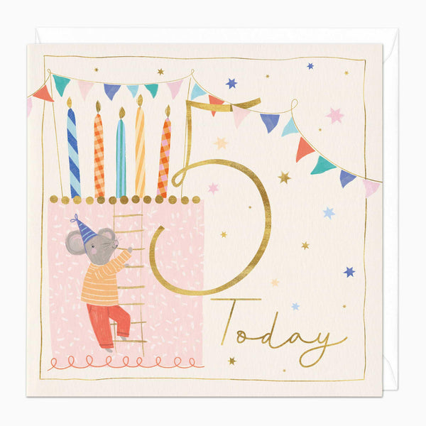 Greeting Card-F491 - Cake Adventures At 5 Birthday Card-Whistlefish