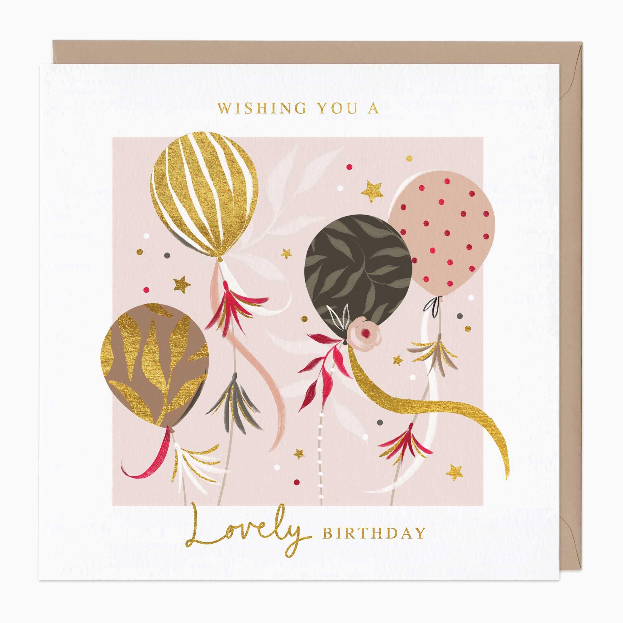 Greeting Card-F500 - Delicate Balloons Birthday Card-Whistlefish