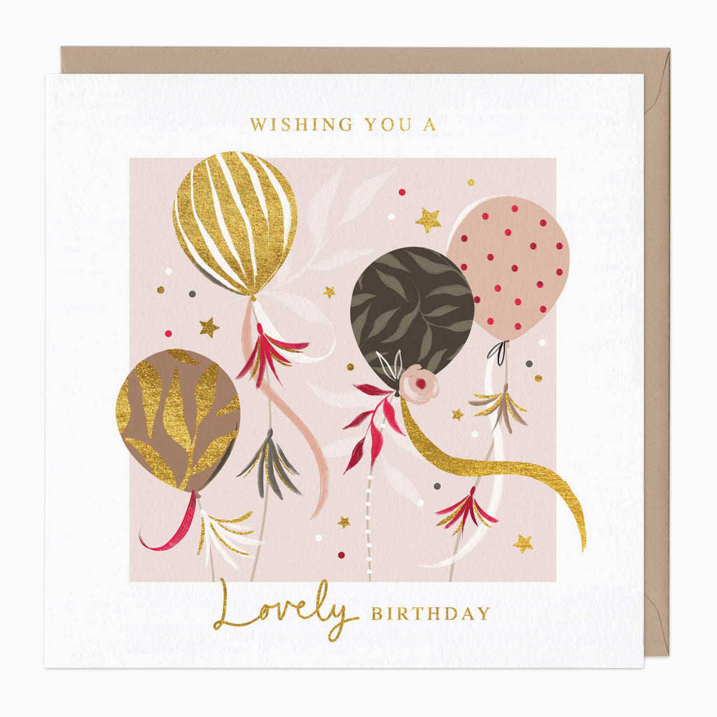 Greeting Card-F500 - Delicate Balloons Birthday Card-Whistlefish