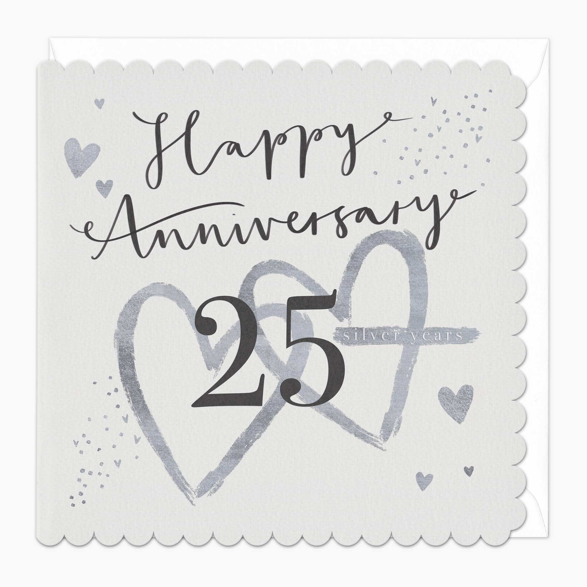 Greeting Card - F515 - Silver 25th Anniversary Scalloped Card - Silver 25th Anniversary Scalloped Card - Whistlefish