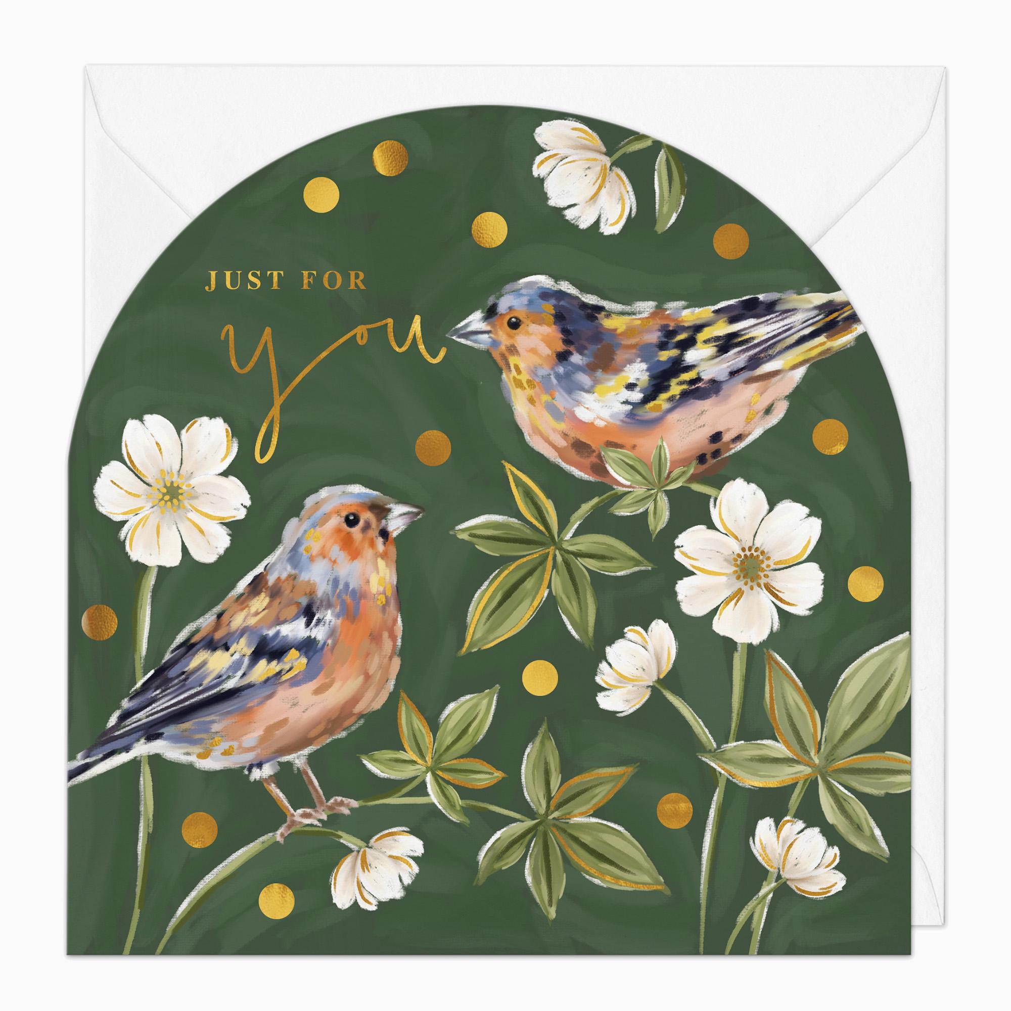 Greeting Card-G007 - Finch & Anemone Just For You Arch Card-Whistlefish
