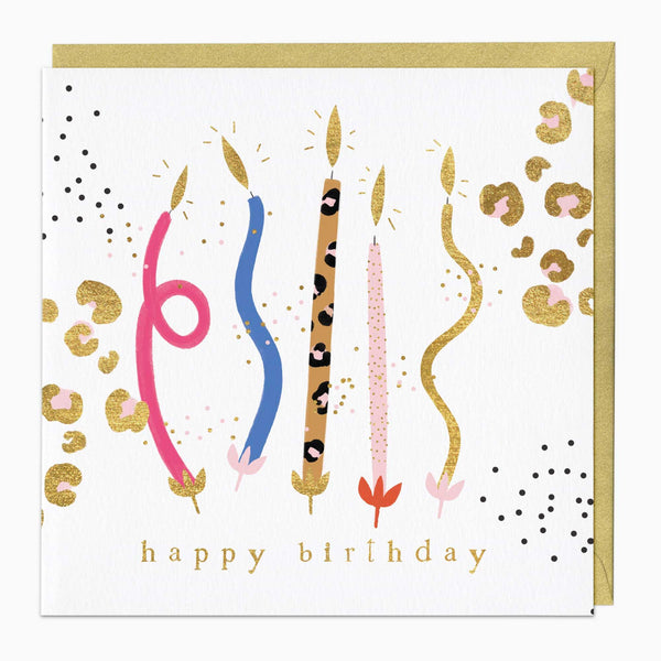 Greeting Card-G016 - Leopard Print Candles Birthday Card-Whistlefish