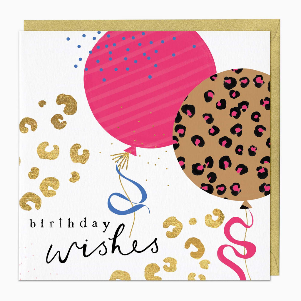 Greeting Card-G018 - Leopard Print Balloons Birthday Card-Whistlefish