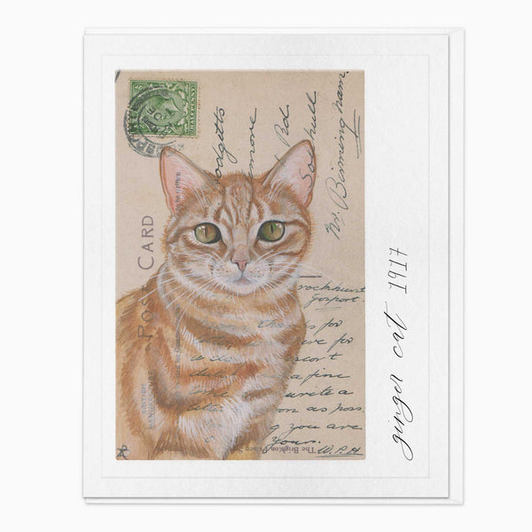 Greeting Card-G026 - Ginger Cat Vintage Art Card-Zenna Rogers Art