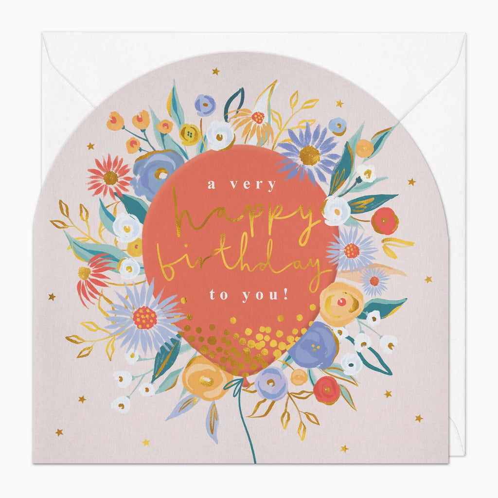 Greeting Card-G067 - Floral-Burst Birthday Arch Card-Whistlefish