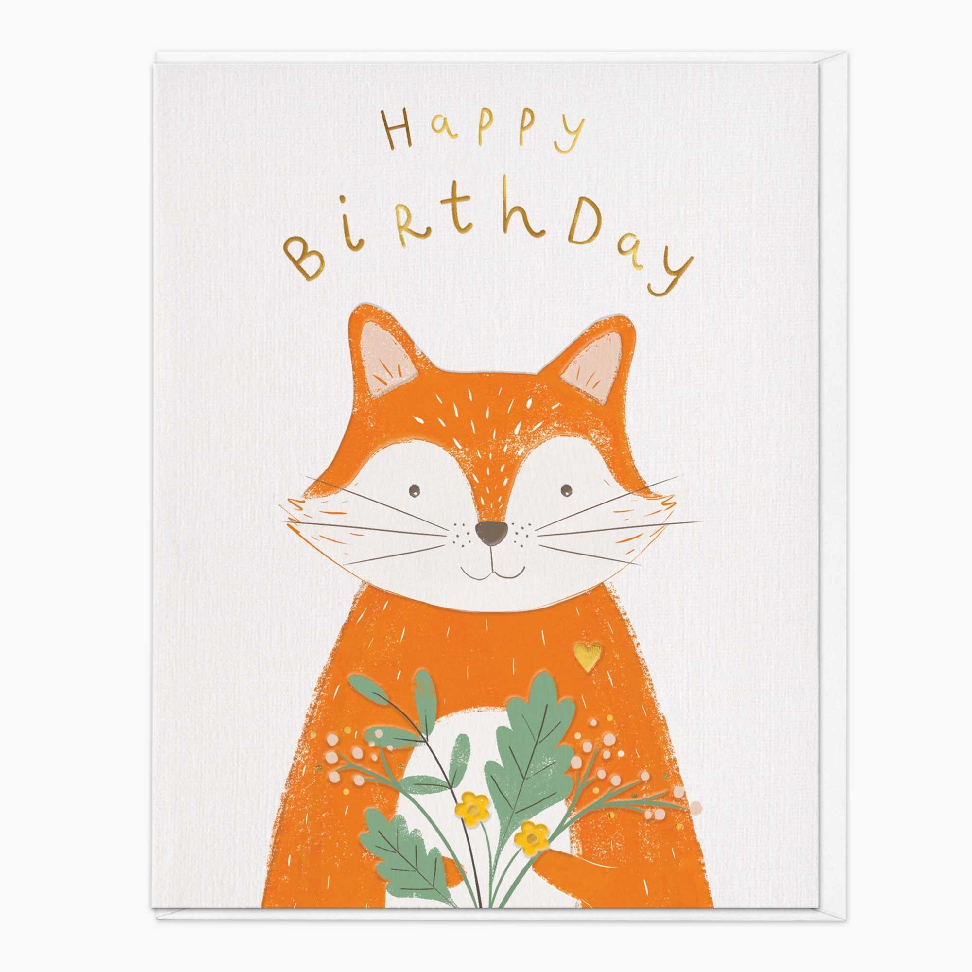 Greeting Card-G080 - Thoughtful Fox Birthday Card-Whistlefish